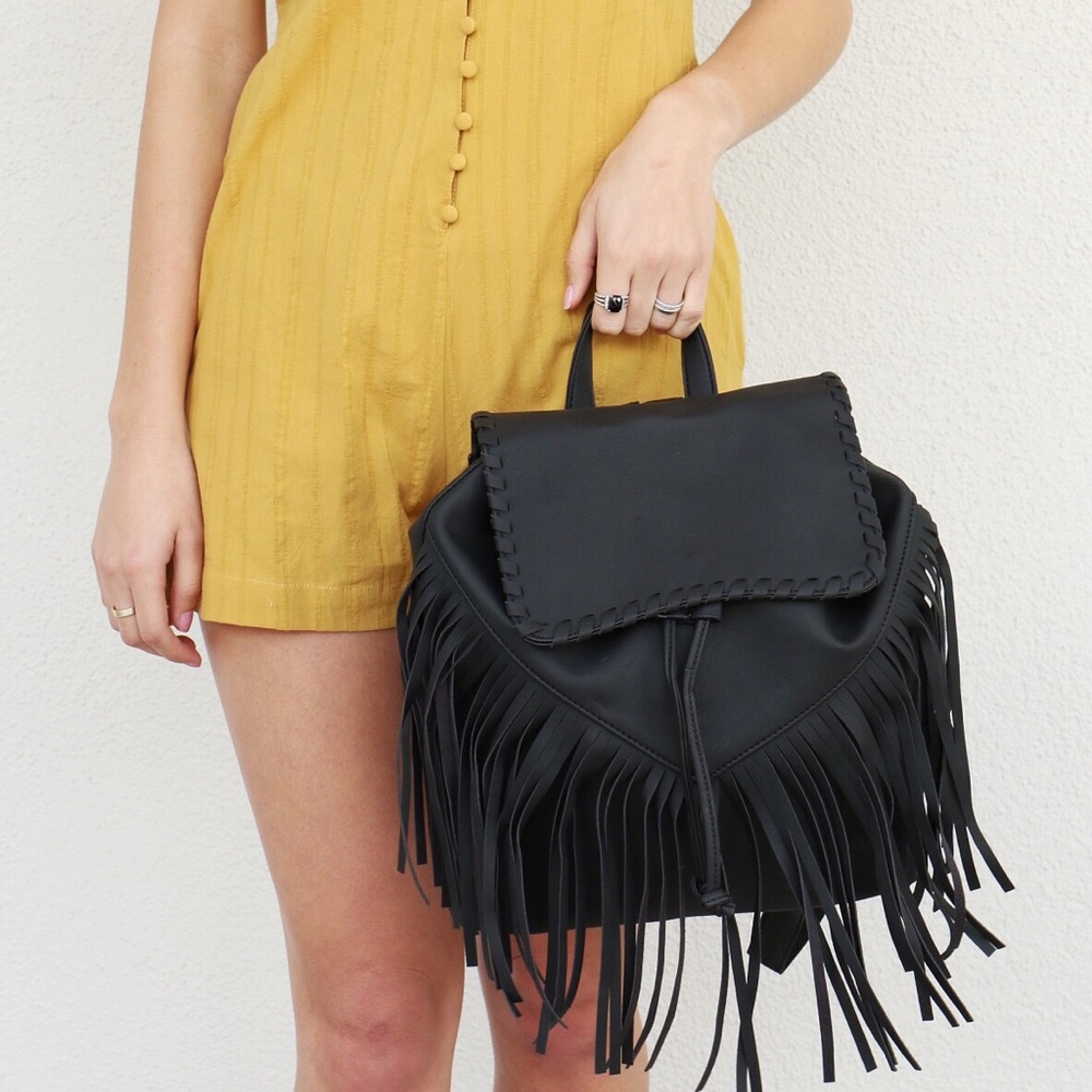 black fringe backpack - Picture 2 of 5
